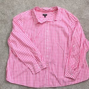 WOMANS PETITE Pink gingham shirt